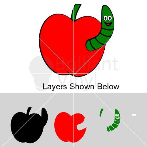 Apple with Worm SVG File