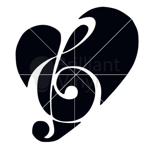 Heart with Treble Clef SVG File