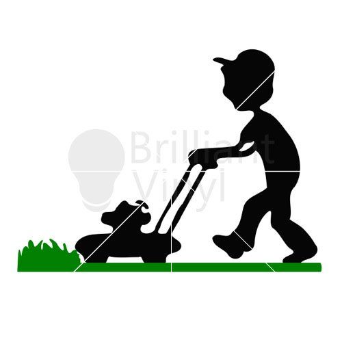Kid Mowing Lawn SVG File