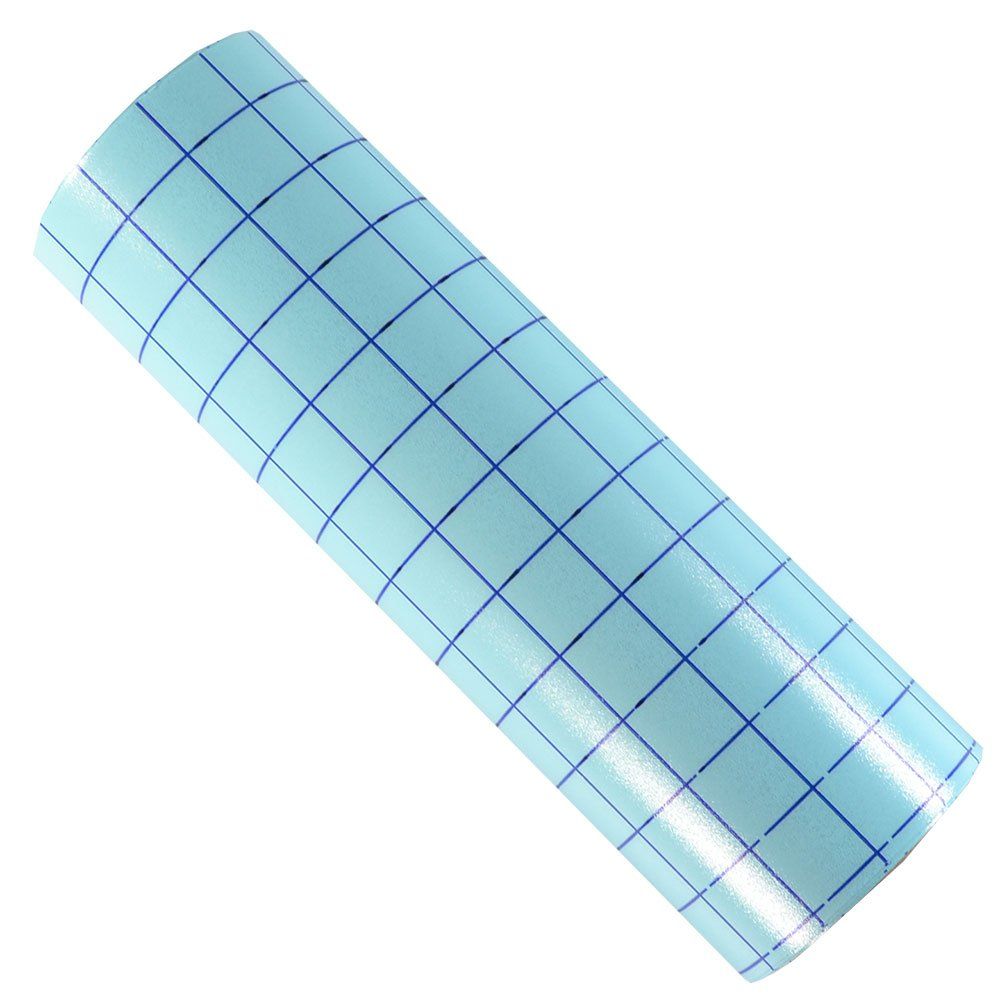 Clear Medium Tack Transfer Tape with Release Liner & Blue Grid Lines - 12" x 30 Feet